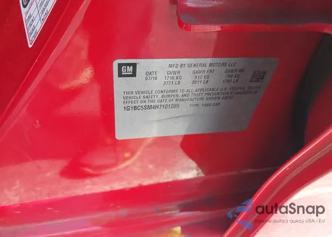 2017 Chevrolet Cruze Ls Auto from USA, damaged, VIN 1G1BC5SM4H7101289